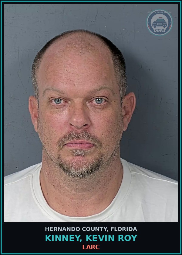 Booking mugshot of KINNEY, KEVIN ROY in Hernando County