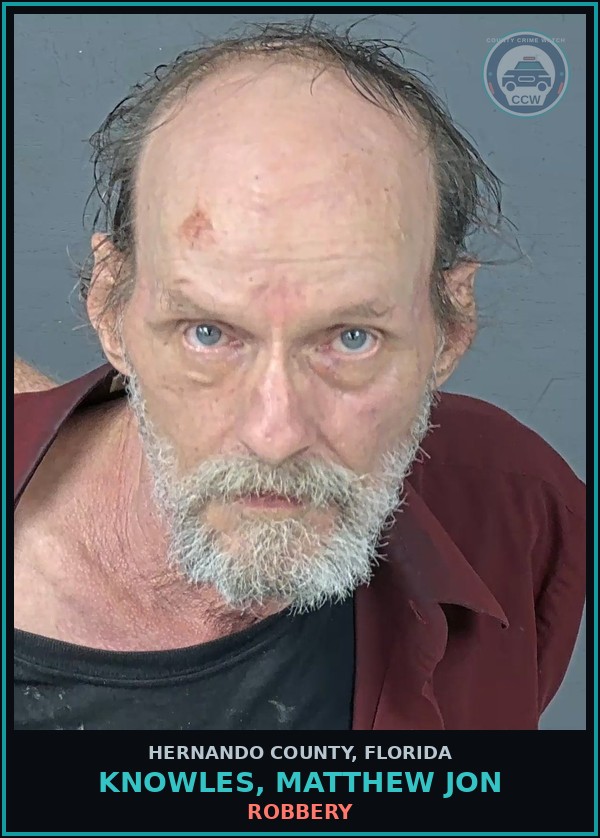 Booking mugshot of KNOWLES, MATTHEW JON in Hernando County