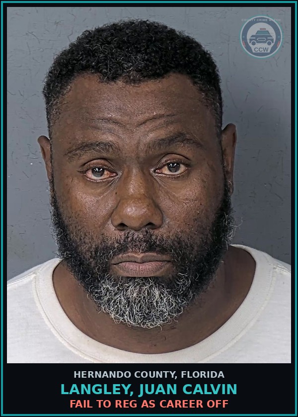 Booking mugshot of LANGLEY, JUAN CALVIN in Hernando County