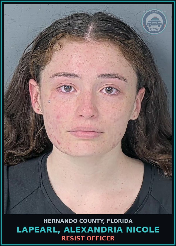 Booking mugshot of LAPEARL, ALEXANDRIA NICOLE in Hernando County