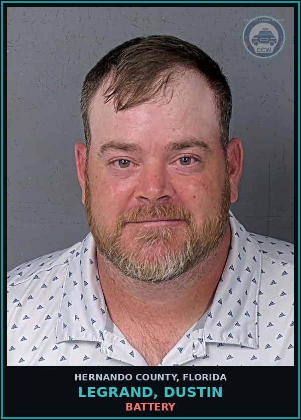 Booking mugshot of LEGRAND, DUSTIN in Hernando County