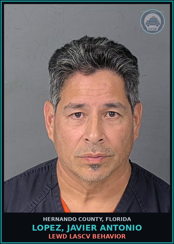Booking mugshot of LOPEZ, JAVIER ANTONIO in Hernando County