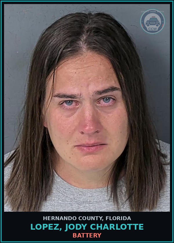 Booking mugshot of LOPEZ, JODY CHARLOTTE in Hernando County