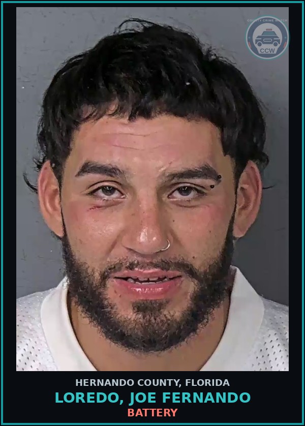 Booking mugshot of LOREDO, JOE FERNANDO in Hernando County