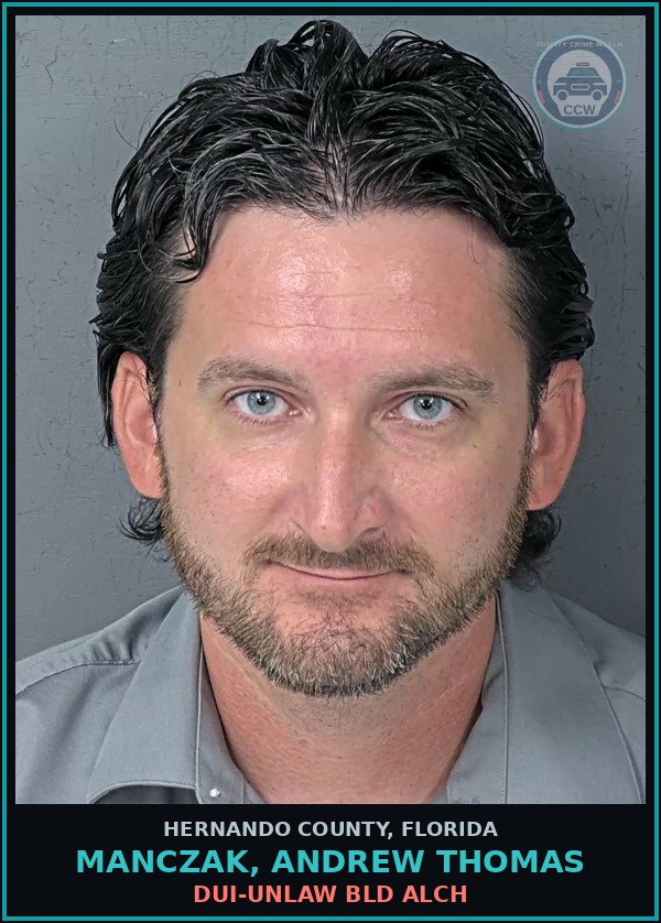 Booking mugshot of MANCZAK, ANDREW THOMAS in Hernando County