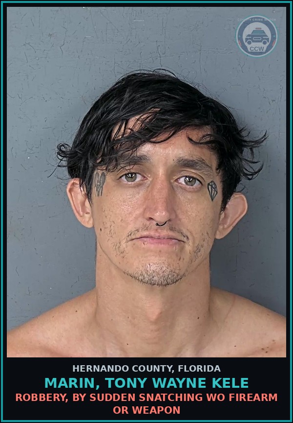 Booking mugshot of MARIN, TONY WAYNE KELE in Hernando County