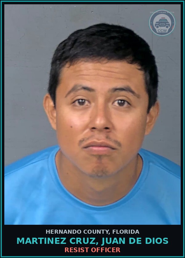Booking mugshot of MARTINEZ CRUZ, JUAN DE DIOS in Hernando County