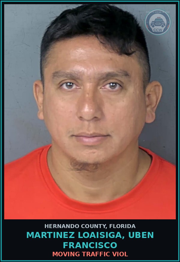 Booking mugshot of MARTINEZ LOAISIGA, UBEN FRANCISCO in Hernando County