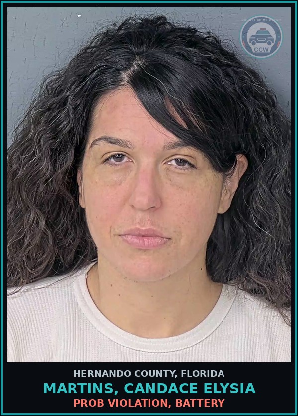Booking mugshot of MARTINS, CANDACE ELYSIA in Hernando County