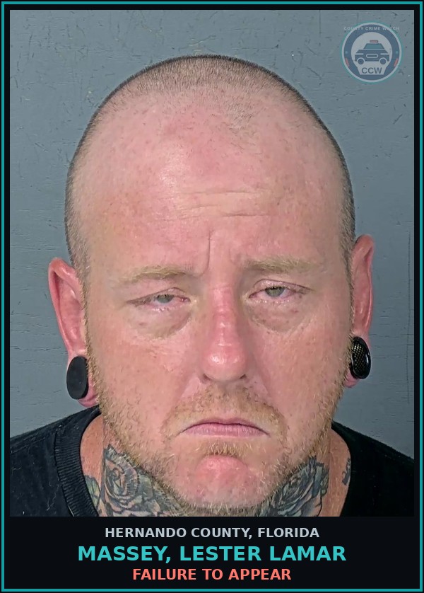 Booking mugshot of MASSEY, LESTER LAMAR in Hernando County