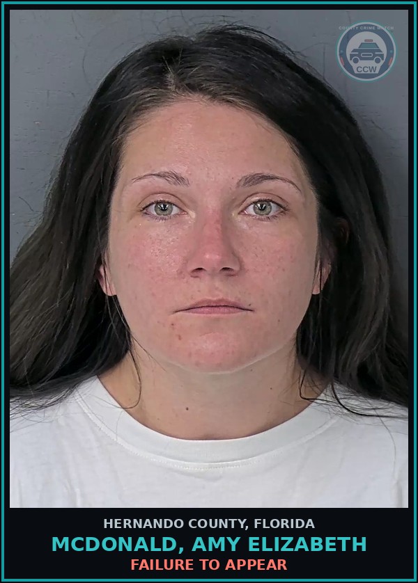 Booking mugshot of MCDONALD, AMY ELIZABETH in Hernando County