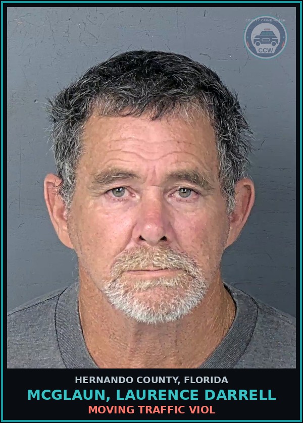 Booking mugshot of MCGLAUN, LAURENCE DARRELL in Hernando County