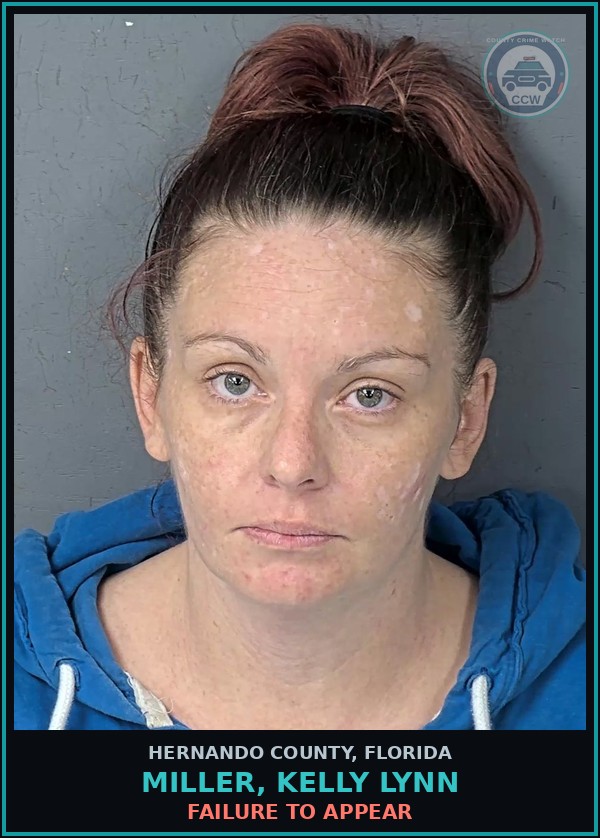 Booking mugshot of MILLER, KELLY LYNN in Hernando County