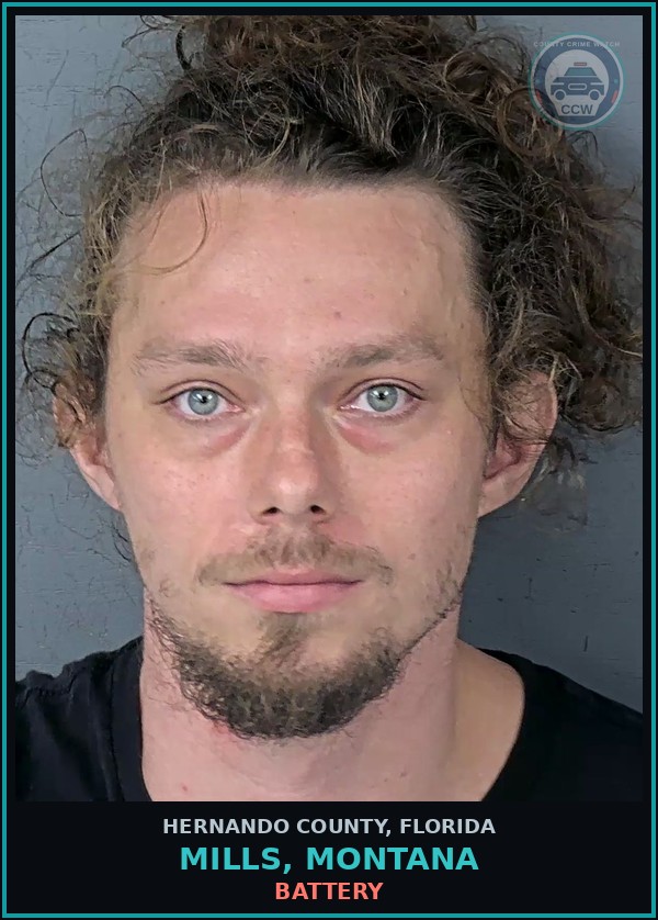 Booking mugshot of MILLS, MONTANA in Hernando County
