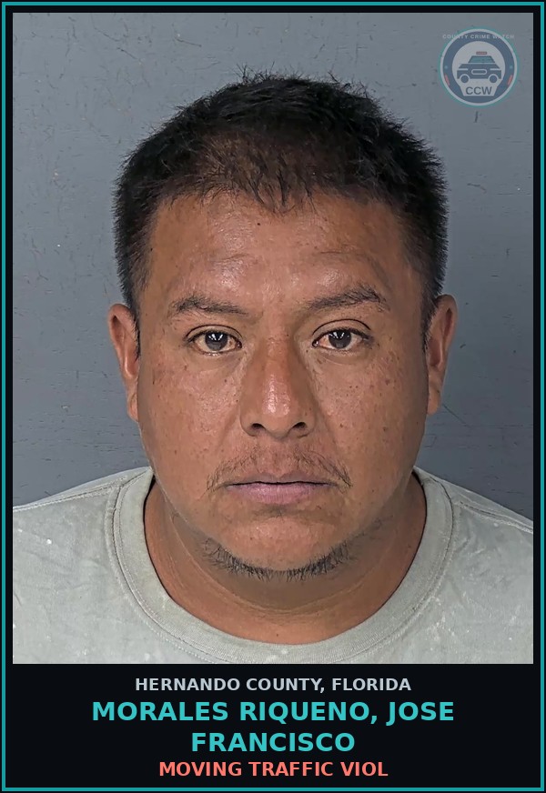 Booking mugshot of MORALES RIQUENO, JOSE FRANCISCO in Hernando County