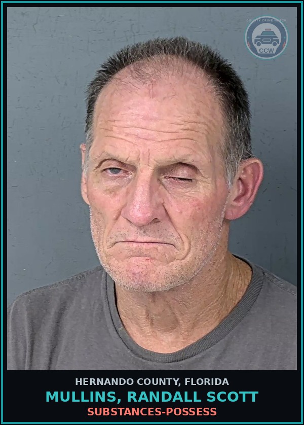 Booking mugshot of MULLINS, RANDALL SCOTT in Hernando County