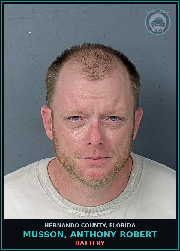 Booking mugshot of MUSSON, ANTHONY ROBERT in Hernando County