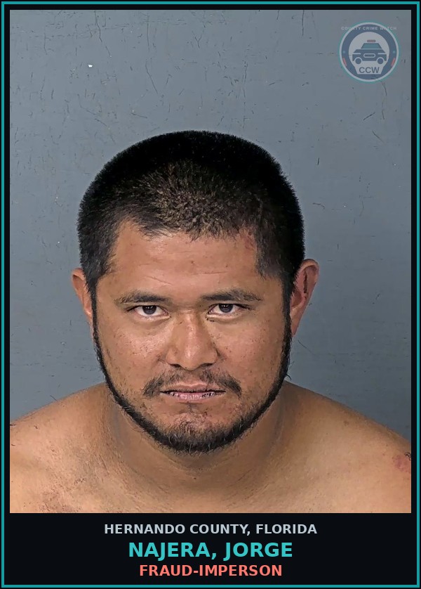 Booking mugshot of NAJERA, JORGE in Hernando County