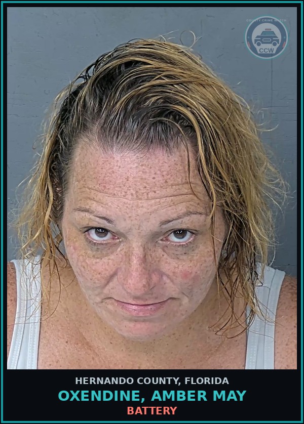 Booking mugshot of OXENDINE, AMBER MAY in Hernando County