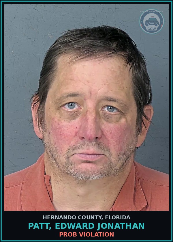 Booking mugshot of PATT, EDWARD JONATHAN in Hernando County