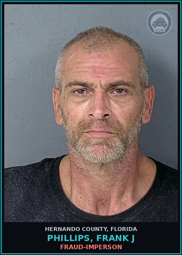 Booking mugshot of PHILLIPS, FRANK J in Hernando County