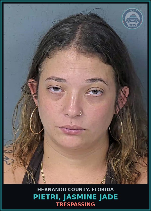 Booking mugshot of PIETRI, JASMINE JADE in Hernando County