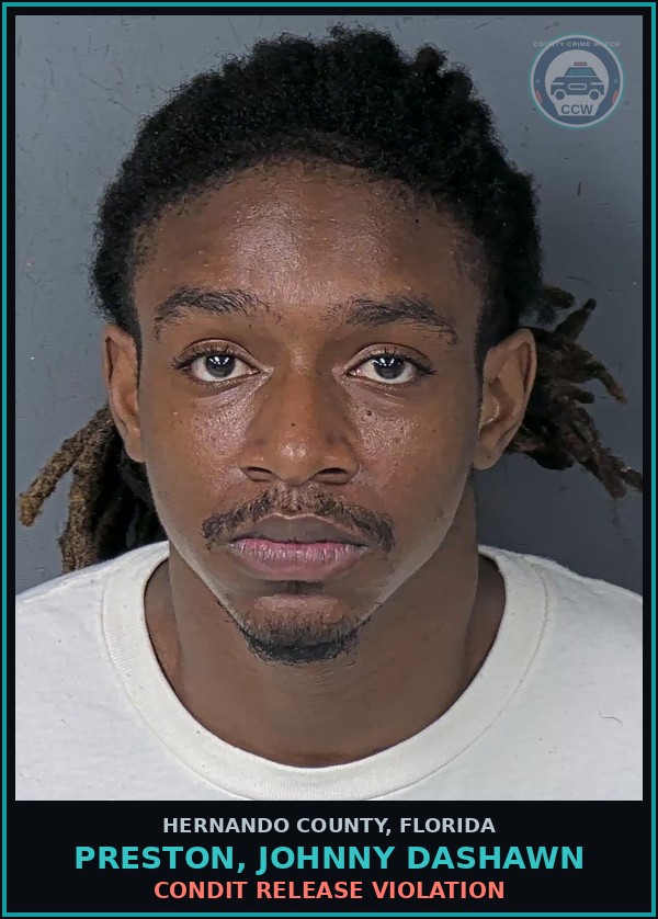 Booking mugshot of PRESTON, JOHNNY DASHAWN in Hernando County