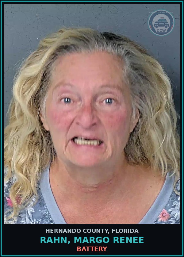 Booking mugshot of RAHN, MARGO RENEE in Hernando County