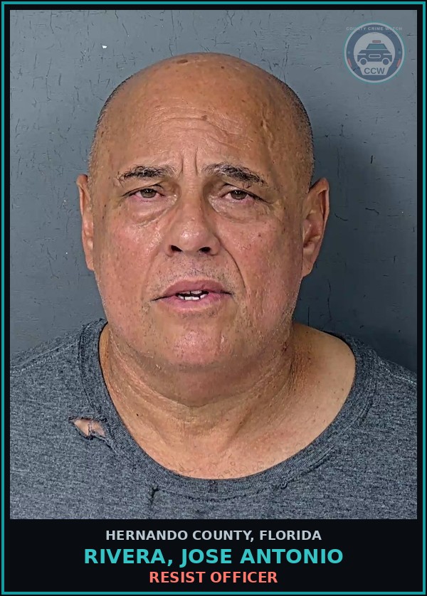 Booking mugshot of RIVERA, JOSE ANTONIO in Hernando County