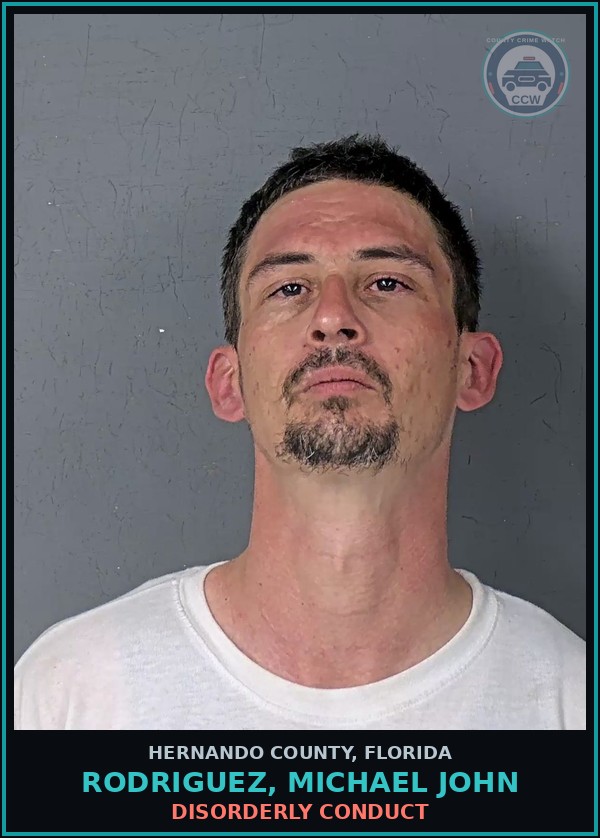 Booking mugshot of RODRIGUEZ, MICHAEL JOHN in Hernando County