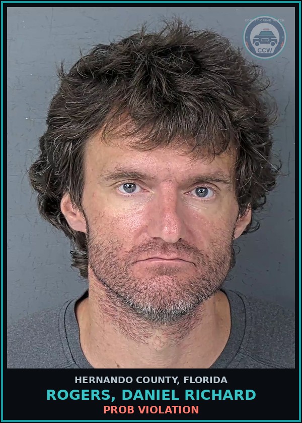 Booking mugshot of ROGERS, DANIEL RICHARD in Hernando County