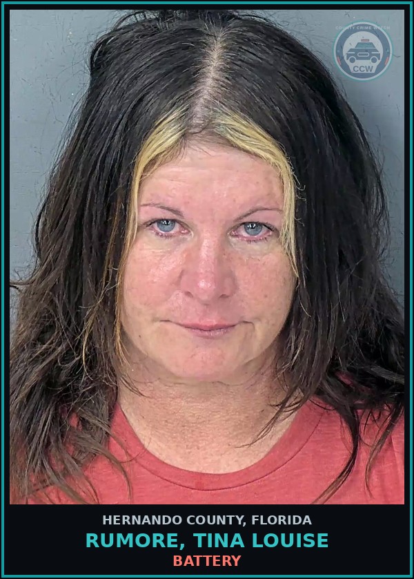 Booking mugshot of RUMORE, TINA LOUISE in Hernando County