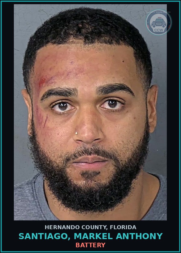 Booking mugshot of SANTIAGO, MARKEL ANTHONY in Hernando County