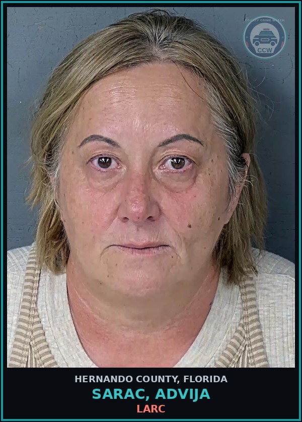 Booking mugshot of SARAC, ADVIJA in Hernando County