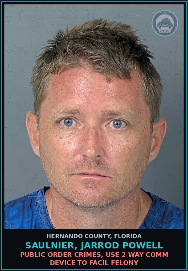 Booking mugshot of SAULNIER, JARROD POWELL in Hernando County