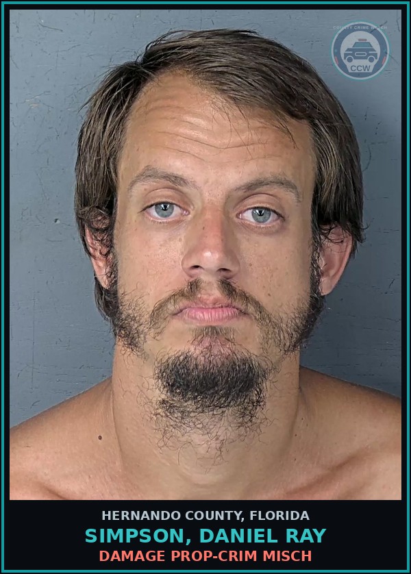 Booking mugshot of SIMPSON, DANIEL RAY in Hernando County