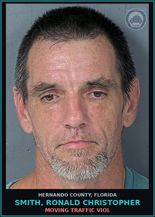 Booking mugshot of SMITH, RONALD CHRISTOPHER in Hernando County