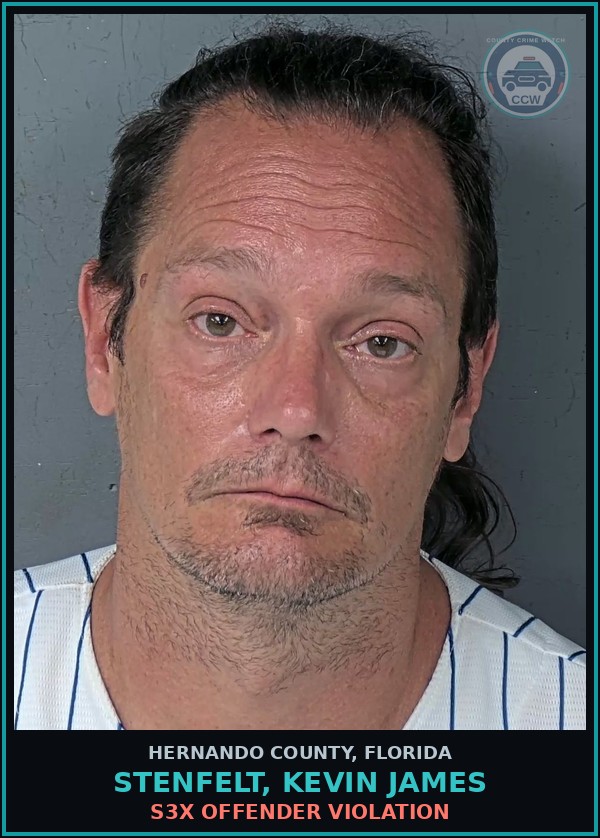Booking mugshot of STENFELT, KEVIN JAMES in Hernando County