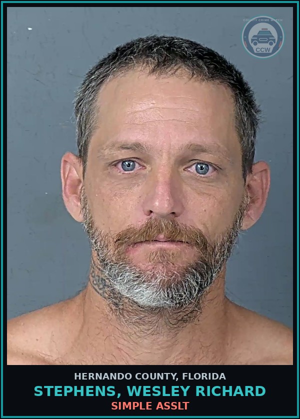 Booking mugshot of STEPHENS, WESLEY RICHARD in Hernando County