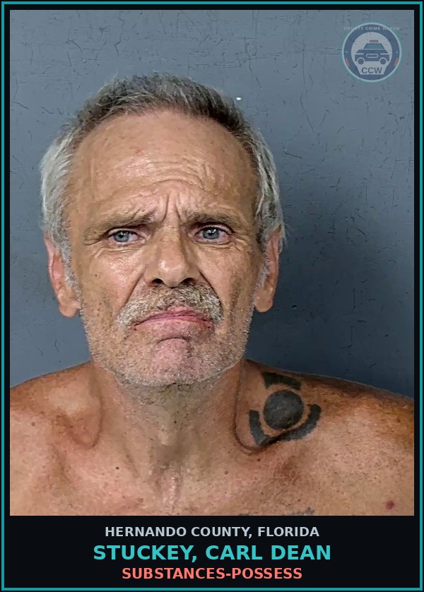 Booking mugshot of STUCKEY, CARL DEAN in Hernando County