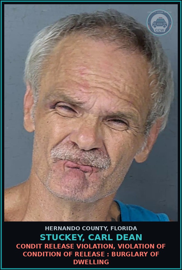Booking mugshot of STUCKEY, CARL DEAN in Hernando County