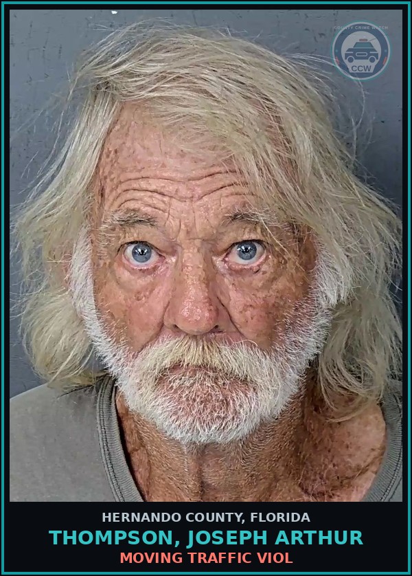 Booking mugshot of THOMPSON, JOSEPH ARTHUR in Hernando County