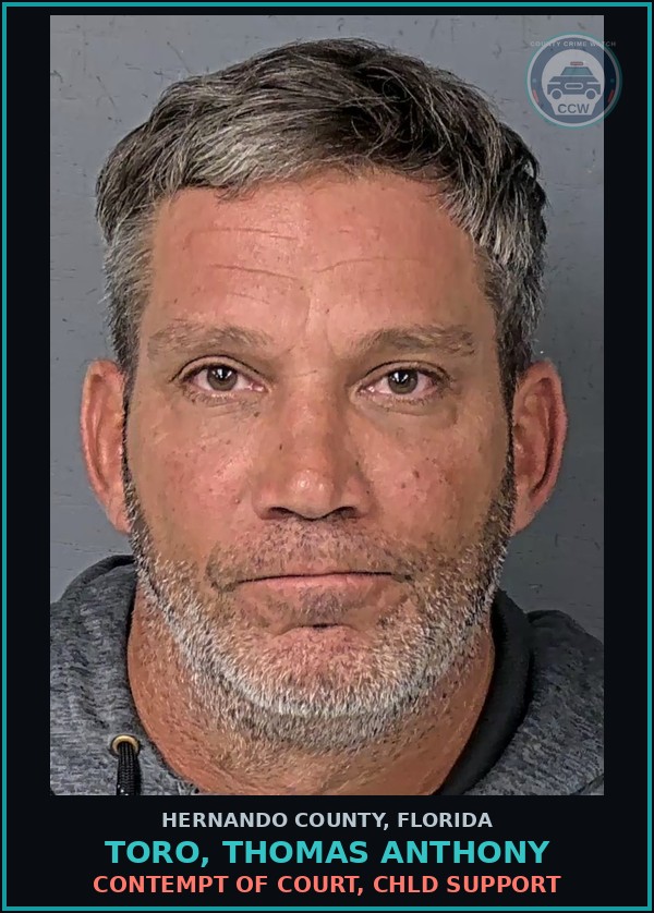 Booking mugshot of TORO, THOMAS ANTHONY in Hernando County