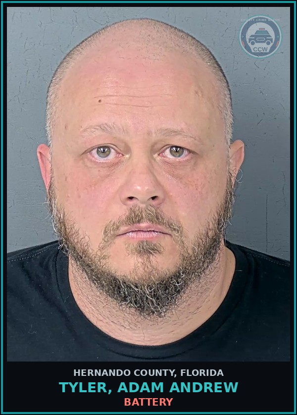 Booking mugshot of TYLER, ADAM ANDREW in Hernando County