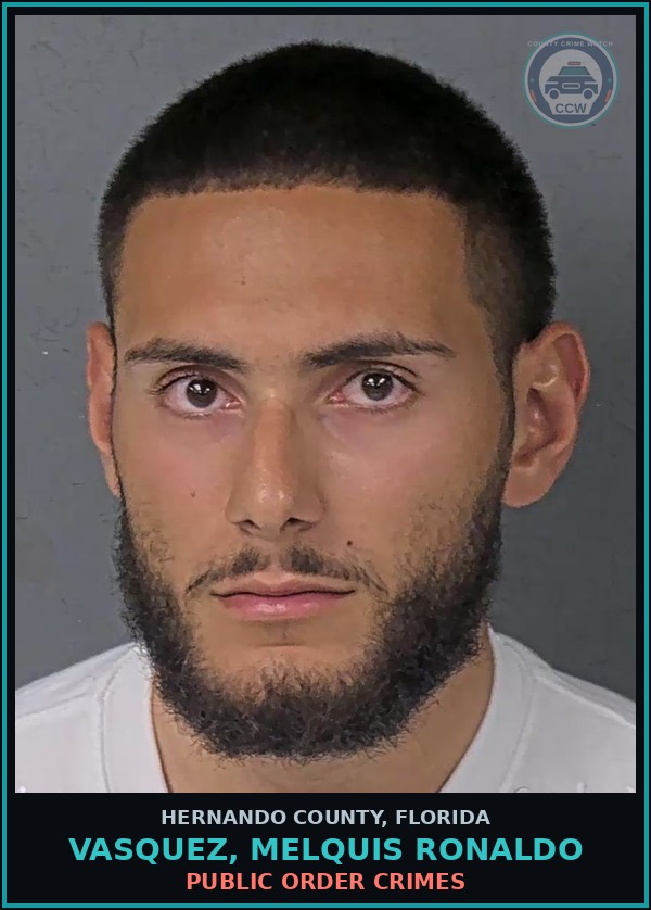Booking mugshot of VASQUEZ, MELQUIS RONALDO in Hernando County