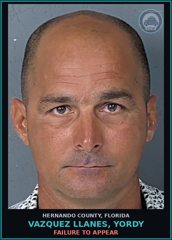 Booking mugshot of VAZQUEZ LLANES, YORDY in Hernando County