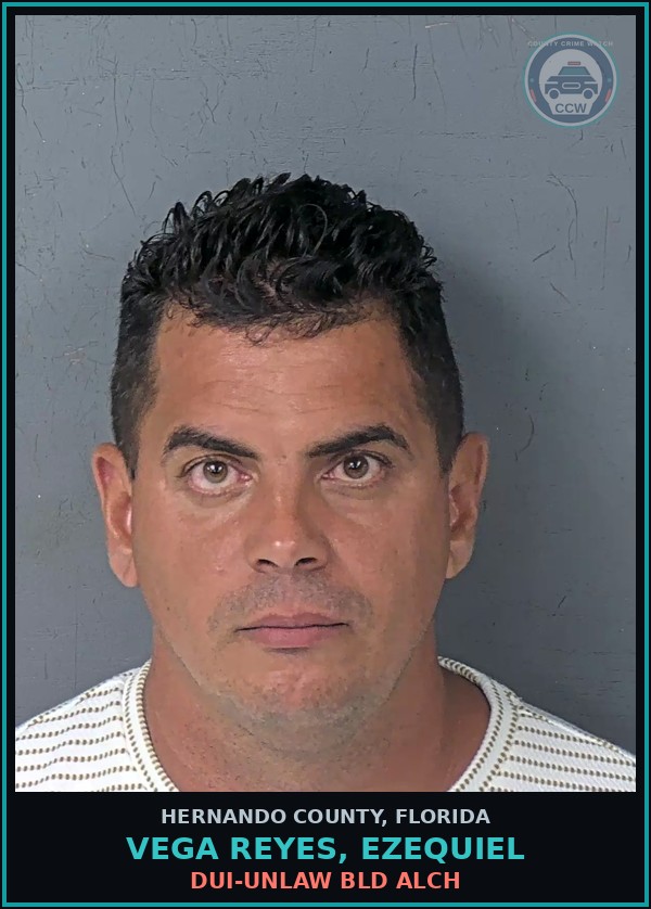 Booking mugshot of VEGA REYES, EZEQUIEL in Hernando County