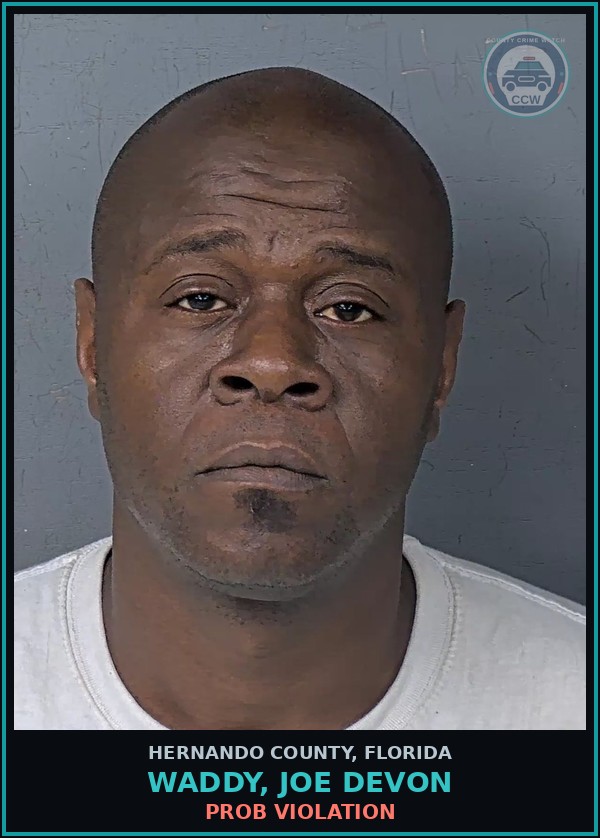 Booking mugshot of WADDY, JOE DEVON in Hernando County