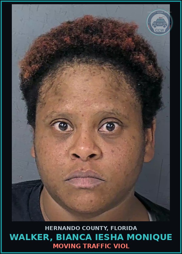Booking mugshot of WALKER, BIANCA IESHA MONIQUE in Hernando County
