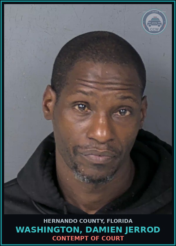 Booking mugshot of WASHINGTON, DAMIEN JERROD in Hernando County